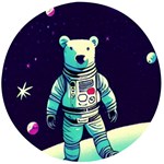 Bear Astronaut Futuristic Wooden Bottle Opener (Round)