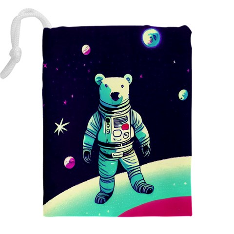 Bear Astronaut Futuristic Drawstring Pouch (4XL) from ArtsNow.com Back
