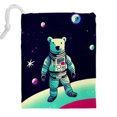 Bear Astronaut Futuristic Drawstring Pouch (4XL) from ArtsNow.com Back