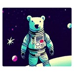 Bear Astronaut Futuristic Premium Plush Fleece Blanket (Small)