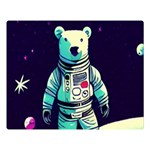 Bear Astronaut Futuristic Premium Plush Fleece Blanket (Large)