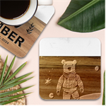 Bear Astronaut Futuristic Marble Wood Coaster (Square)