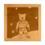 Bear Astronaut Futuristic Wood Photo Frame Cube