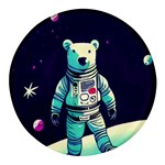 Bear Astronaut Futuristic Round Glass Fridge Magnet (4 pack)