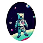 Bear Astronaut Futuristic Oval Glass Fridge Magnet (4 pack)
