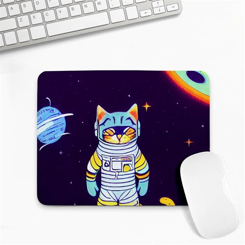 Cat Astronaut Space Retro Universe Small Mousepad from ArtsNow.com Front