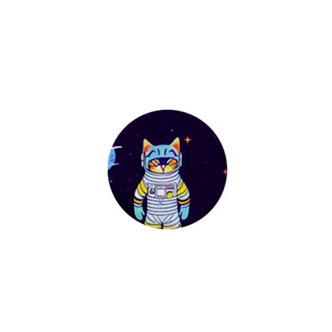 Cat Astronaut Space Retro Universe 1  Mini Buttons from ArtsNow.com Front