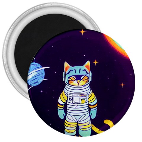 Cat Astronaut Space Retro Universe 3  Magnets from ArtsNow.com Front