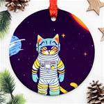 Cat Astronaut Space Retro Universe Ornament (Round)