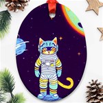 Cat Astronaut Space Retro Universe Ornament (Oval)