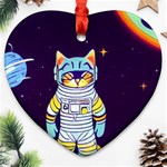 Cat Astronaut Space Retro Universe Ornament (Heart)