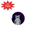 Cat Astronaut Space Retro Universe 1  Mini Magnet (10 pack) 