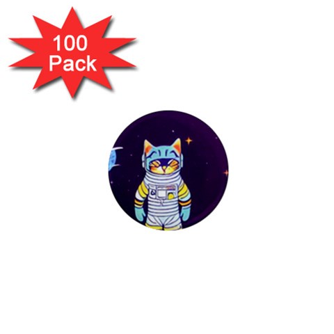 Cat Astronaut Space Retro Universe 1  Mini Magnets (100 pack)  from ArtsNow.com Front