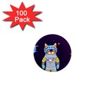 Cat Astronaut Space Retro Universe 1  Mini Magnets (100 pack) 