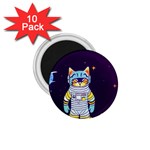 Cat Astronaut Space Retro Universe 1.75  Magnets (10 pack) 