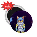 Cat Astronaut Space Retro Universe 2.25  Magnets (10 pack) 