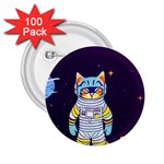 Cat Astronaut Space Retro Universe 2.25  Buttons (100 pack) 