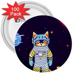 Cat Astronaut Space Retro Universe 3  Buttons (100 pack) 