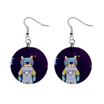 Cat Astronaut Space Retro Universe Mini Button Earrings