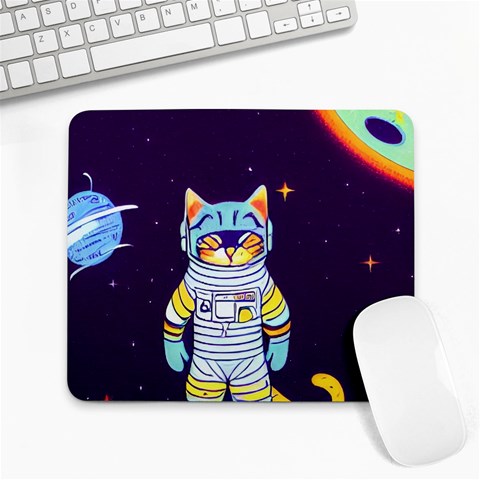 Cat Astronaut Space Retro Universe Large Mousepad from ArtsNow.com Front
