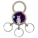 Cat Astronaut Space Retro Universe 3-Ring Key Chain