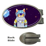 Cat Astronaut Space Retro Universe Money Clips (Oval) 