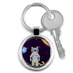 Cat Astronaut Space Retro Universe Key Chain (Round)