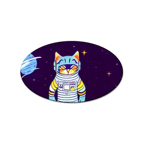 Cat Astronaut Space Retro Universe Sticker (Oval) from ArtsNow.com Front