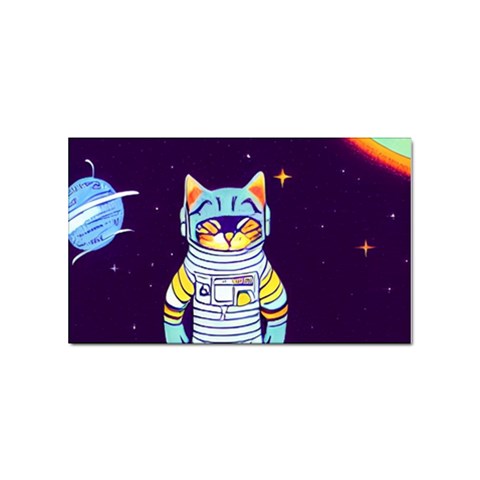 Cat Astronaut Space Retro Universe Sticker (Rectangular) from ArtsNow.com Front