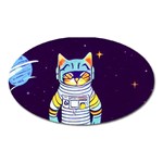 Cat Astronaut Space Retro Universe Oval Magnet
