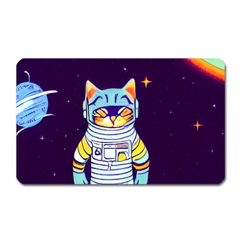 Cat Astronaut Space Retro Universe Magnet (Rectangular) from ArtsNow.com Front