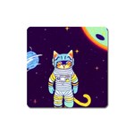 Cat Astronaut Space Retro Universe Square Magnet