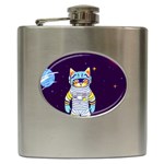 Cat Astronaut Space Retro Universe Hip Flask (6 oz)