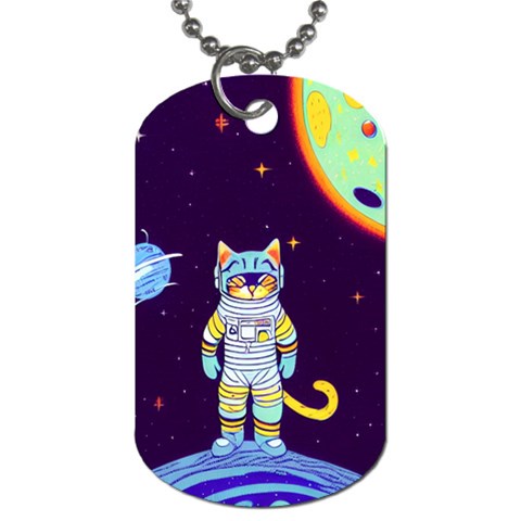 Cat Astronaut Space Retro Universe Dog Tag (Two Sides) from ArtsNow.com Front