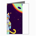 Cat Astronaut Space Retro Universe Greeting Card