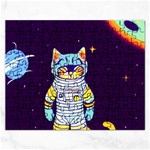 Cat Astronaut Space Retro Universe Rectangular Jigsaw Puzzl