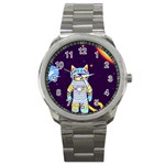 Cat Astronaut Space Retro Universe Sport Metal Watch