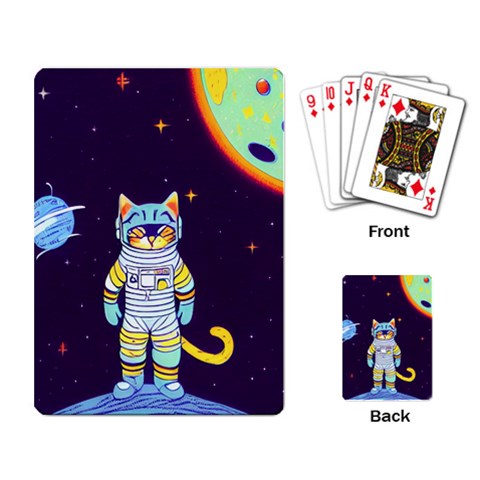 Cat Astronaut Space Retro Universe Playing Cards Single Design (Rectangle) from ArtsNow.com Back