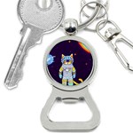 Cat Astronaut Space Retro Universe Bottle Opener Key Chain