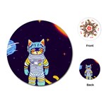 Cat Astronaut Space Retro Universe Playing Cards Single Design (Round)