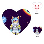 Cat Astronaut Space Retro Universe Playing Cards Single Design (Heart)