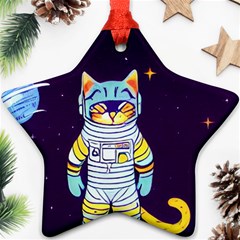Cat Astronaut Space Retro Universe Star Ornament (Two Sides) from ArtsNow.com Back