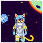 Cat Astronaut Space Retro Universe Canvas 16  x 16 