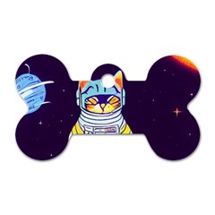 Cat Astronaut Space Retro Universe Dog Tag Bone (Two Sides) from ArtsNow.com Back