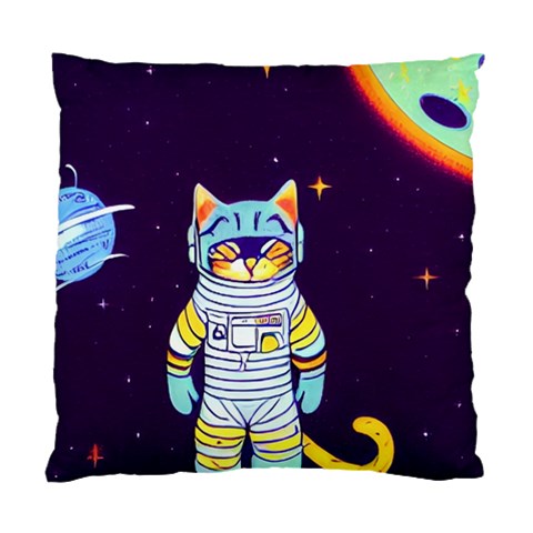Cat Astronaut Space Retro Universe Standard Cushion Case (Two Sides) from ArtsNow.com Back