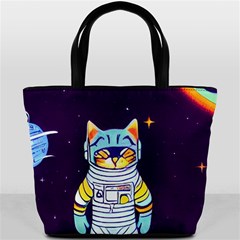 Cat Astronaut Space Retro Universe Bucket Bag from ArtsNow.com Back