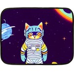 Cat Astronaut Space Retro Universe Two Sides Fleece Blanket (Mini)