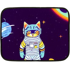 Cat Astronaut Space Retro Universe Two Sides Fleece Blanket (Mini) from ArtsNow.com 35 x27  Blanket Back