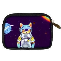 Cat Astronaut Space Retro Universe Digital Camera Leather Case from ArtsNow.com Back