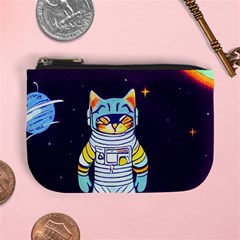 Cat Astronaut Space Retro Universe Mini Coin Purse from ArtsNow.com Front